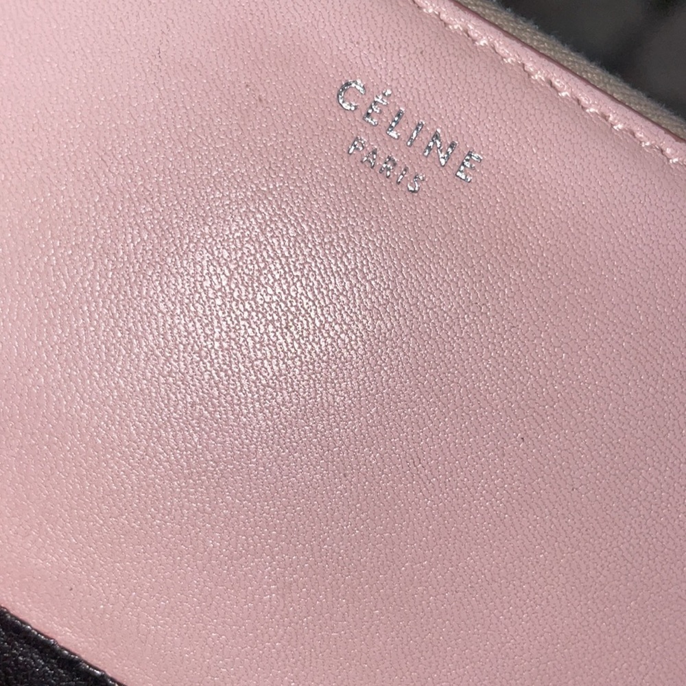 Celine bubble gum pink and black lambskin colorblock zip around wallet - Picture 2 of 7